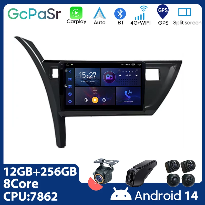 Android 14 For Toyota Corolla 11 Auris E180 2017 2018 2019 Car Radio Multimedia GPS Navi Stereo BT Auto Carplay 2din head unit