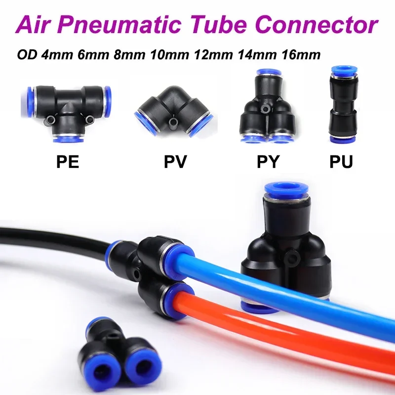 

1/5/10/20/30/50pcs Pneumatic Fitting Tube Connector Fittings Air Quick Water Pipe Push In Hose OD4mm 6mm 8mm 10mm 12mm 14mm 16mm