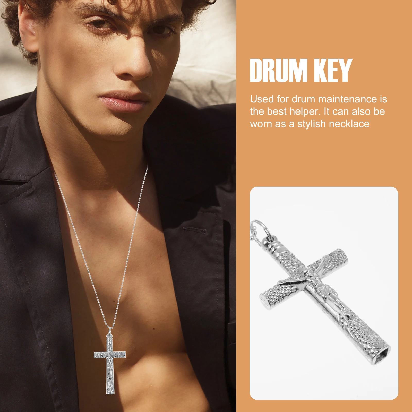 

Tuners Drum Key Wrench Necklace Tool Stainless Steel Keys and Tuning Tools Silver