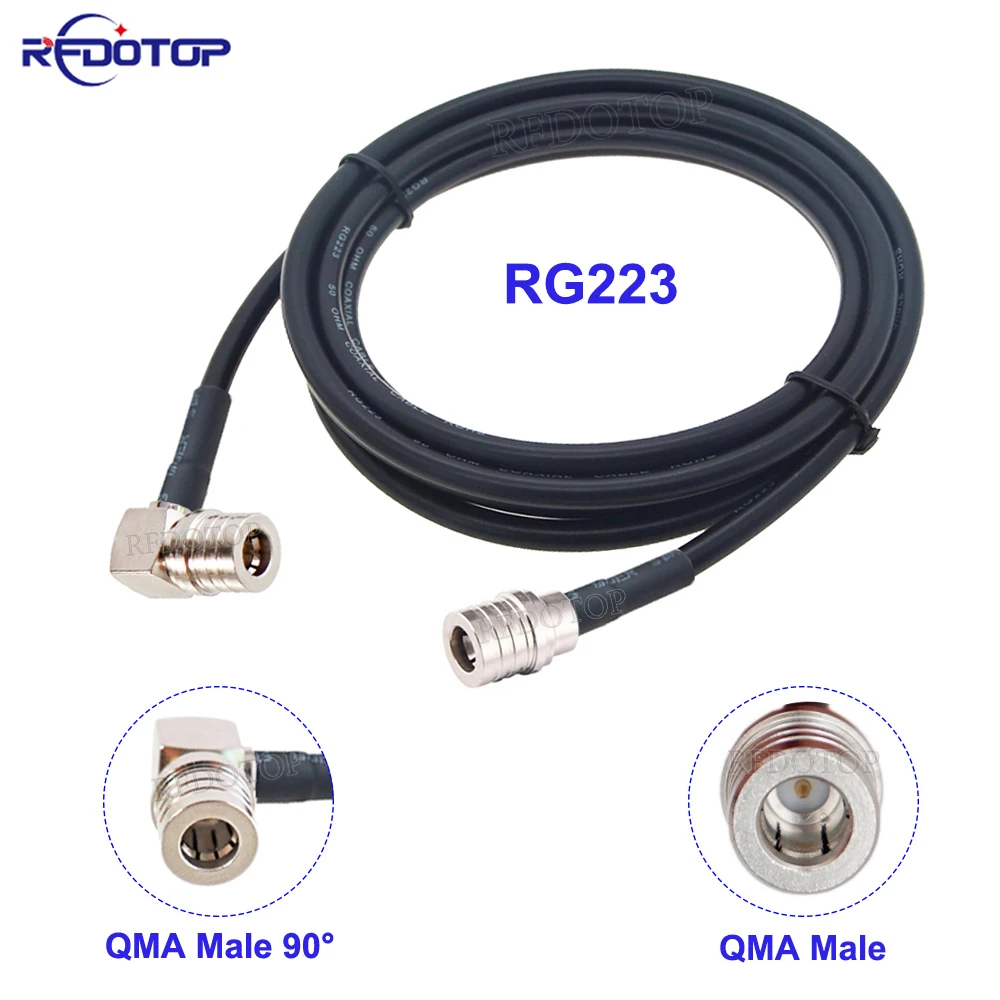 

1Pcs RG223 Cable QMA Male Plug to QMA Male 90 Degree Connector 50 Ohm Double Shielded Low Loss RG-223 Pigtail Extension Jumper