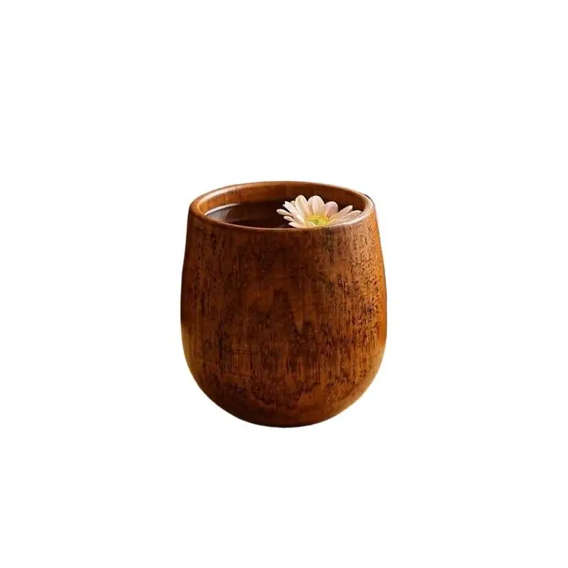 Big Belly Cup Creative Pattern Solid Wood Handcarved Anti Scald Tea Cup Heat Insulated Drinkware for Home Tea Tableware Set