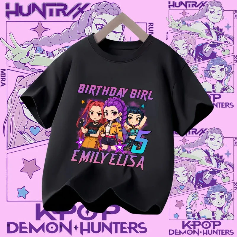 Kpop Demon Hunters Parent Child Halloween Kpop Demon Hunters TShirt Harajuku Casual Fashion Cotton Kid's Tshirt Cosplay Clothing image 3