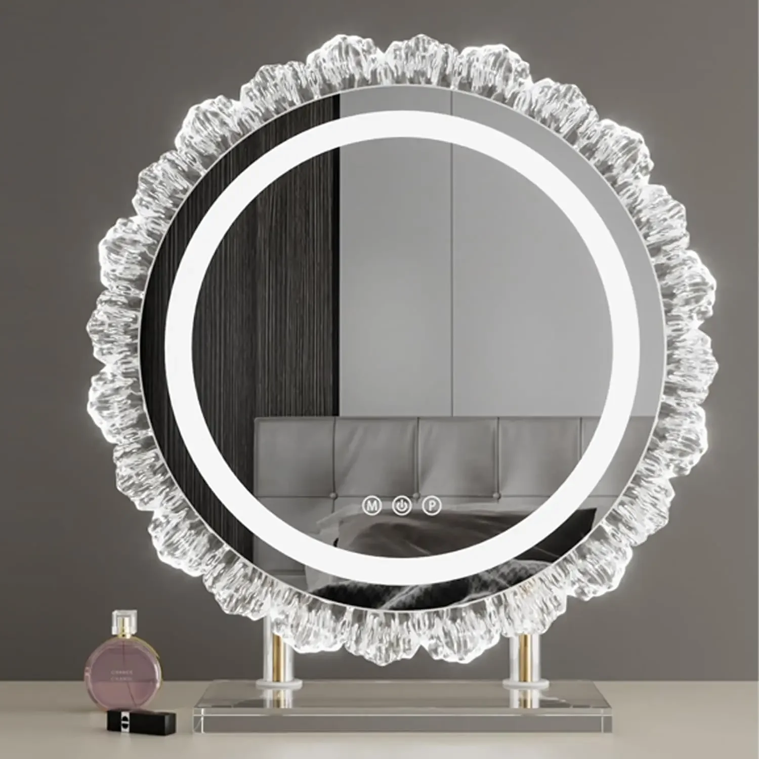 

Vanity Mirror with Lights LED Makeup Mirrors Tabletop Smart Touch Control 3 Colors Dimmable Mirror Gifts for Teen Girls Dorms