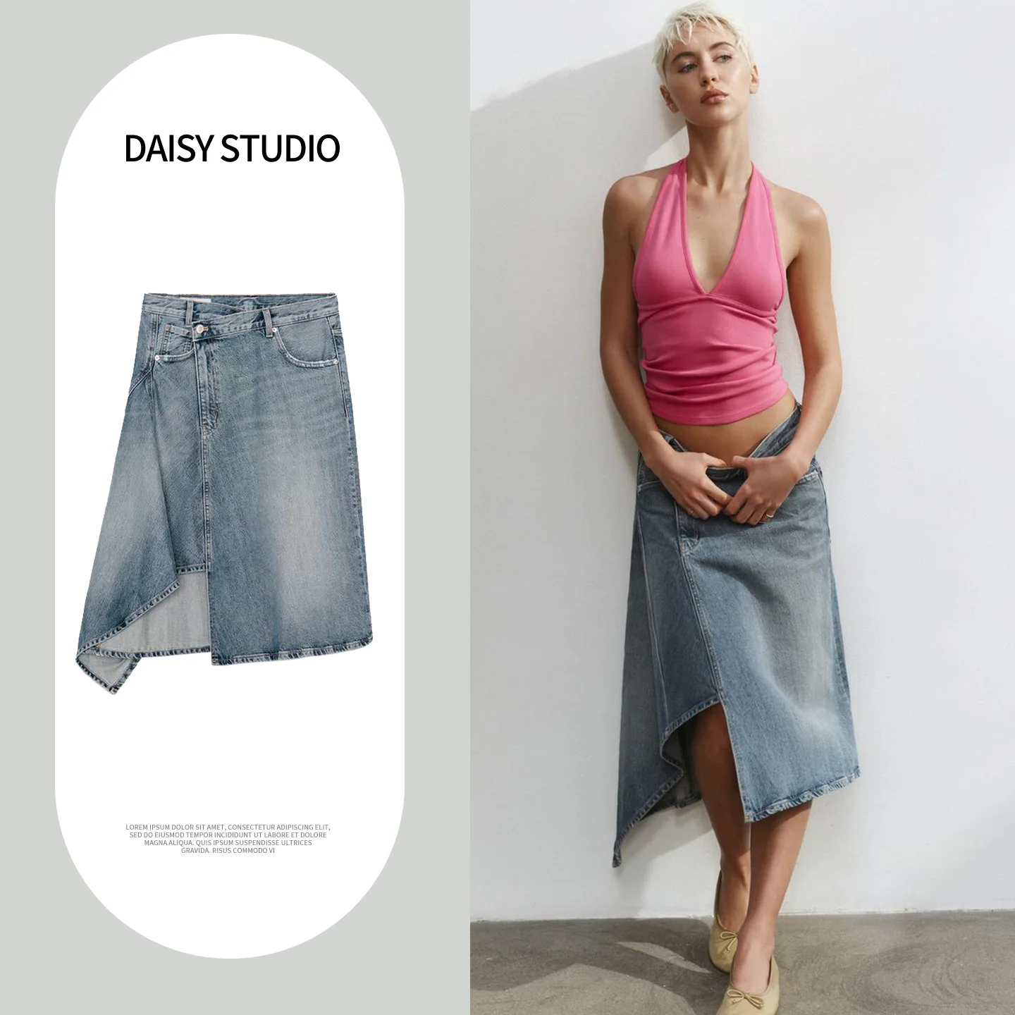 

Весенняя женская джинсовая юбка в повседневном стиле с металлическими пуговицами и молнией, средней посадкой на талии, асимметричным подолом, стандартный крой, из полиэфирного волокна