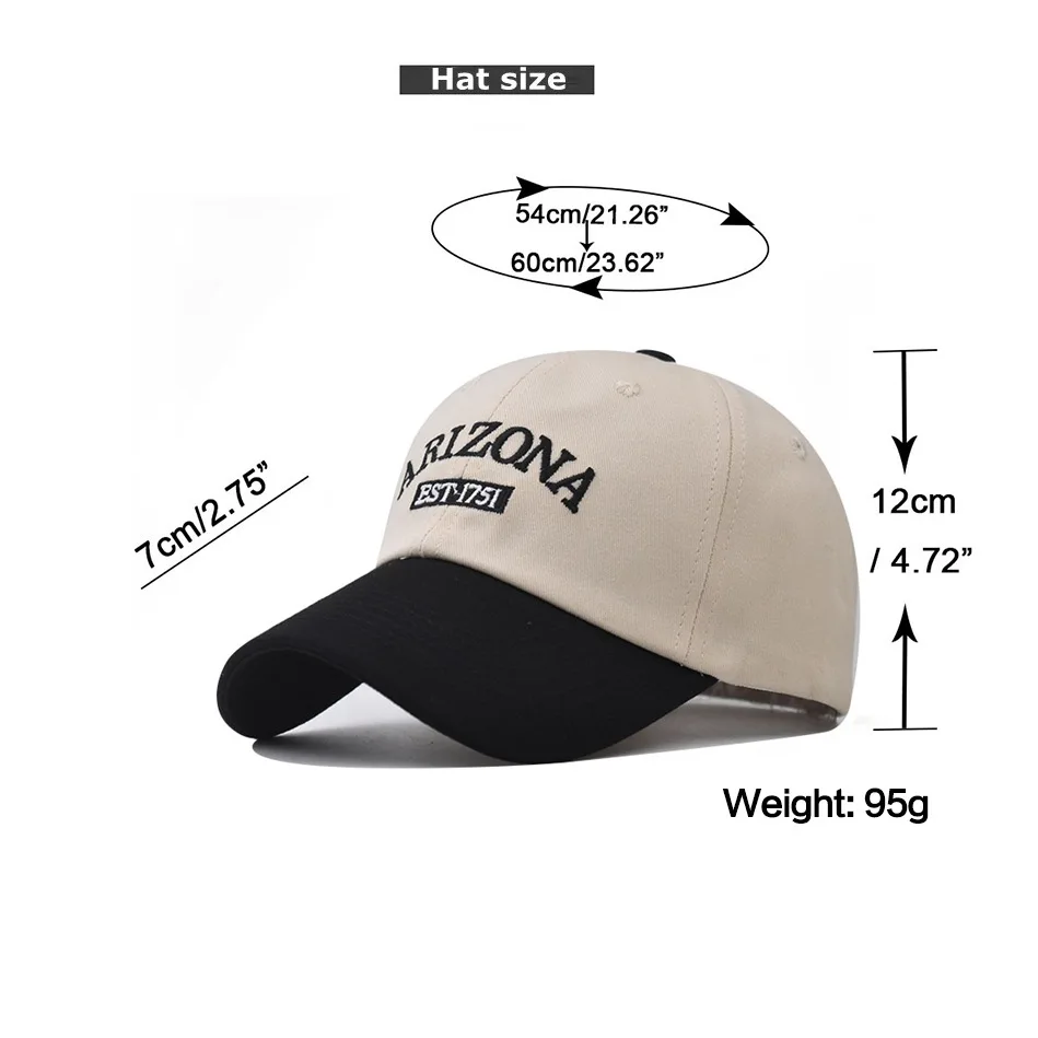 Fashion Two-color Cotton Baseball Cap for Women and Men  Khaki Green Streetwear Hip Hop Hats Outdoor Shade Couple Embroidery Cap