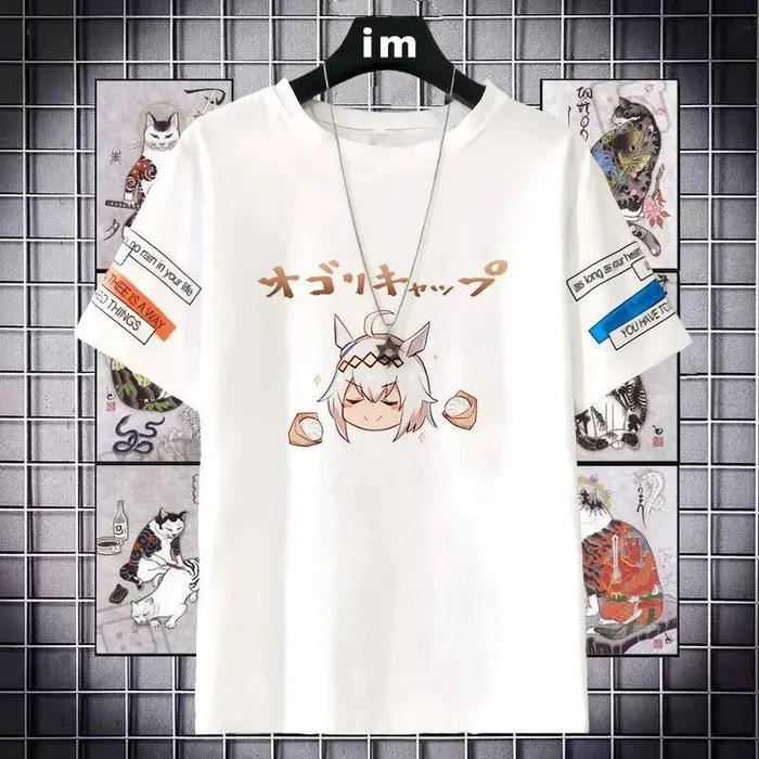 

Pretty Derby Merchandise Short Sleeve T-Shirt Oguri Hat Rice Bowl Pain Clothes Anime GAME