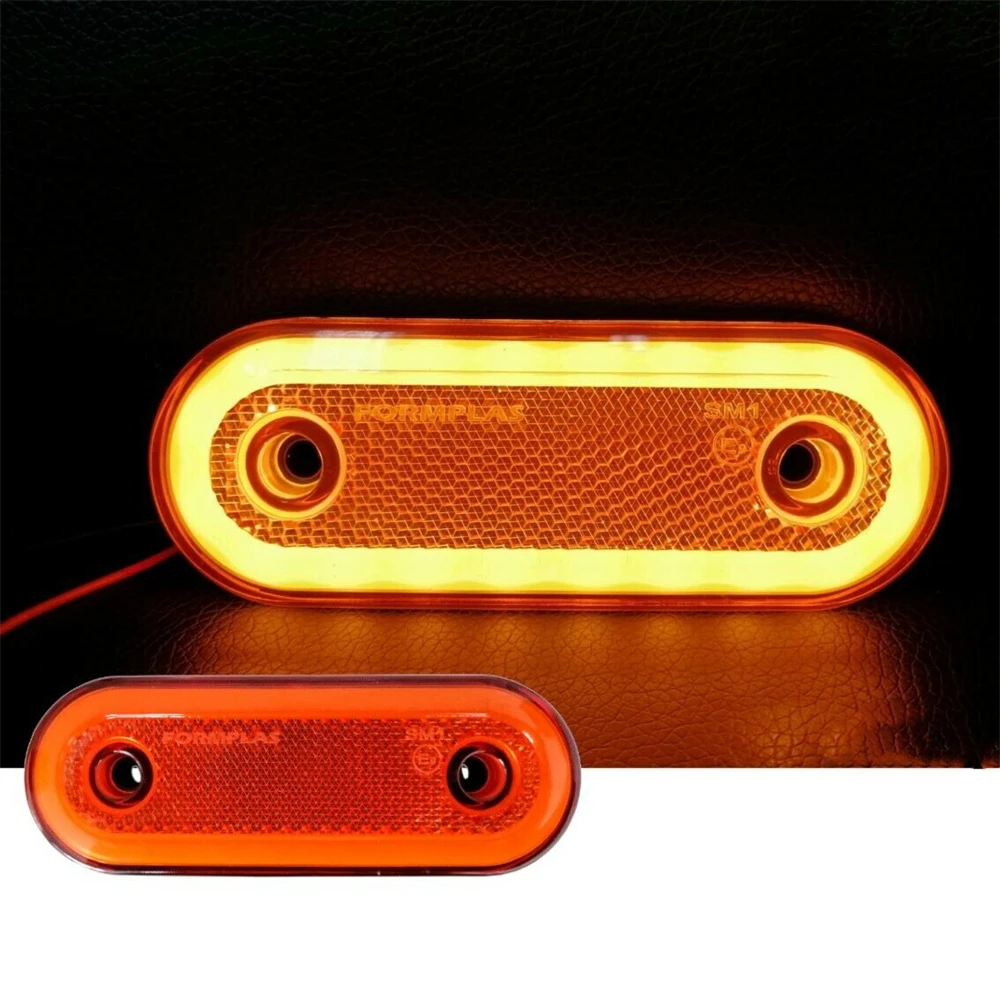 2PCS Trailer Lights 12v-24v Oval 20Led Amber Rear Side Outline Marker Lamps Lights Trailer Truck Lorry Side Lights