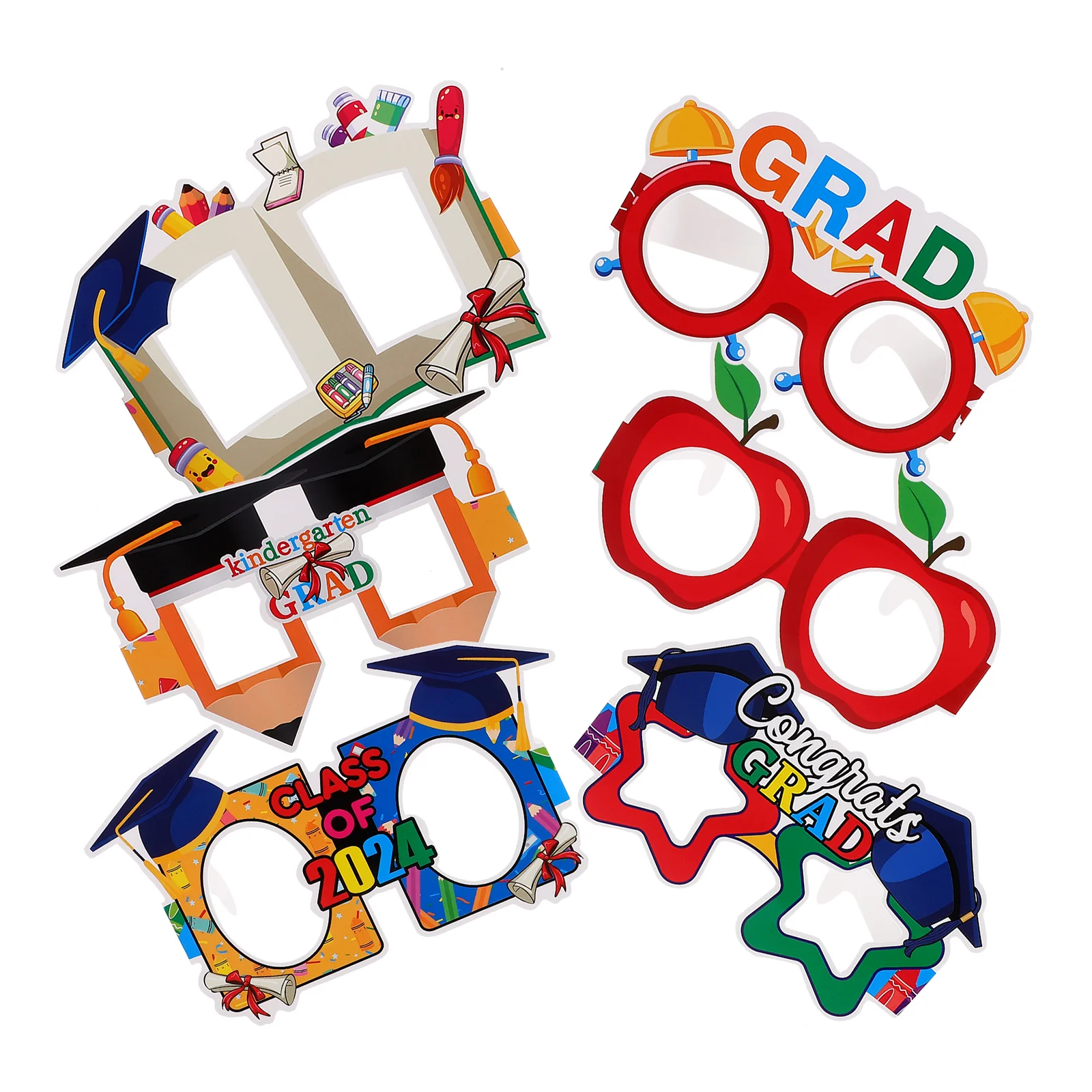 

6pcs Paper Glasses for Kids Kindergarten Graduation Eyeglasses Props 2024 Party Supplies Photo Booth AccessoriesFunny Frames