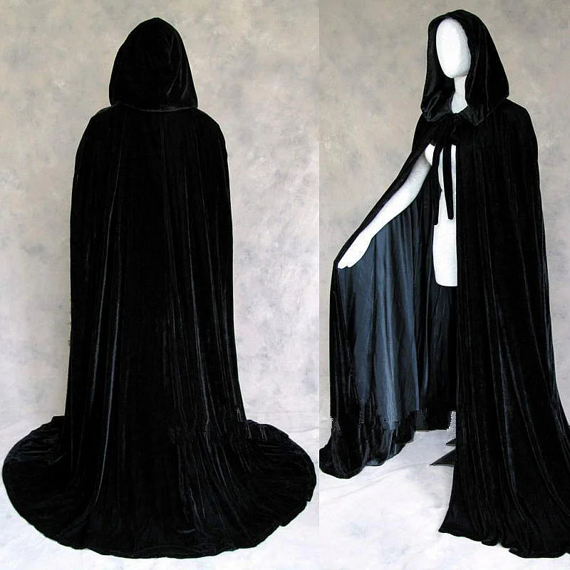 

Lined Satin Velvet Cloak Hooded Gothic Robe Medieval Witchcraft Cape For Adult Women Halloween Shawl cloak