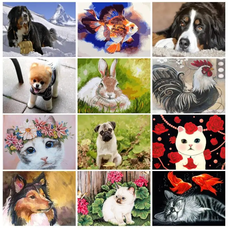 

CHENISTORY Oil Painting By Numbers Animal Dog Picture Home Decoration DIY Painting On Number Adults Kits Handmade Gift