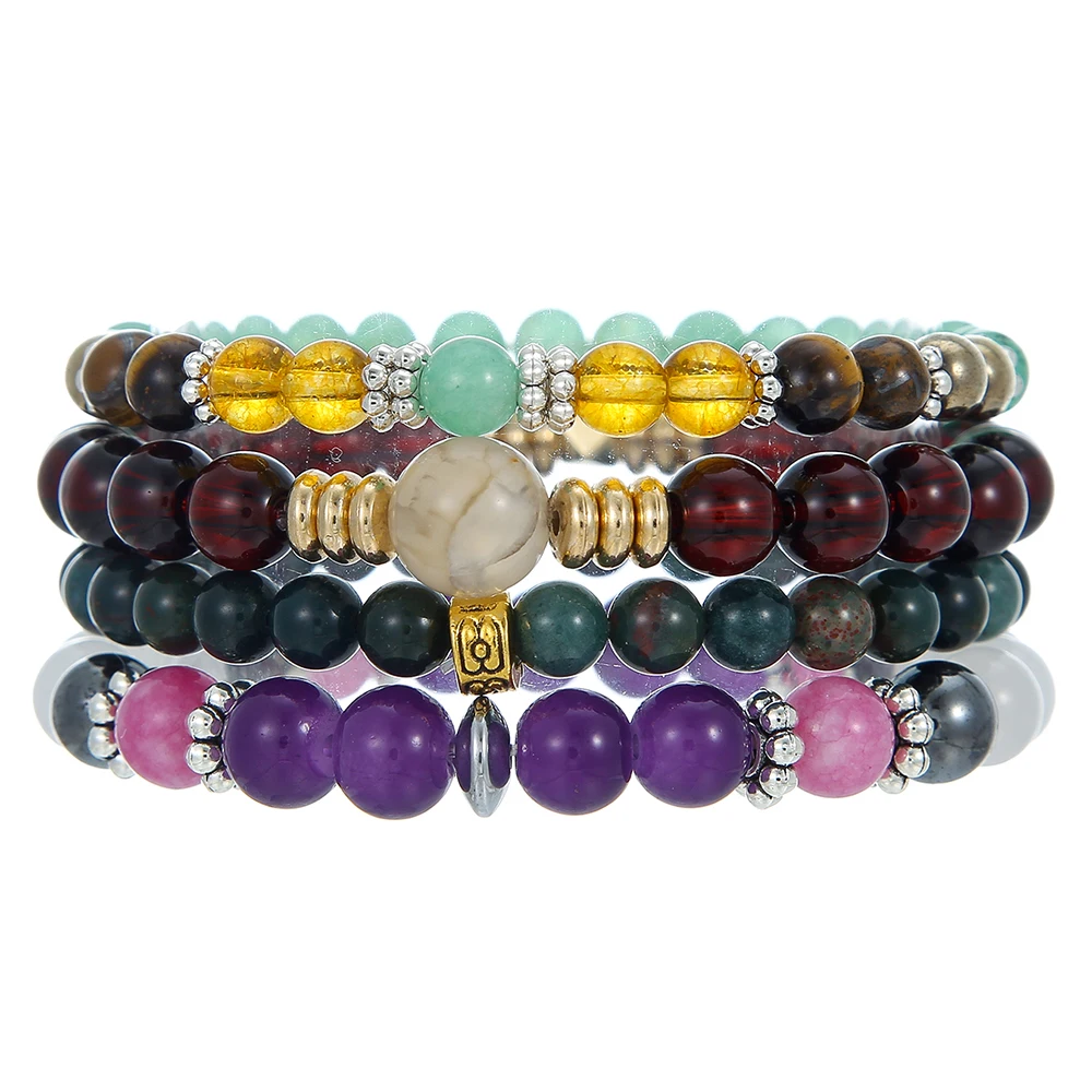 

Fashion Simple Ethnic Style Colorful Tiger Eye Stone Lapis Lazuli Beaded Bracelet Female Yoga Energy Couple Bracelet Jewelry