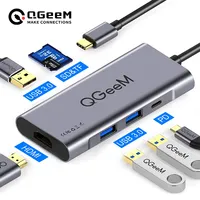 QGeeM USB C Hub for Huawei P20 Mate 20 Pro Type C USB Hub USB-C to 3.0 Hub HDMI Card Reader Thunderbolt3 Adapter for MacBook Pro