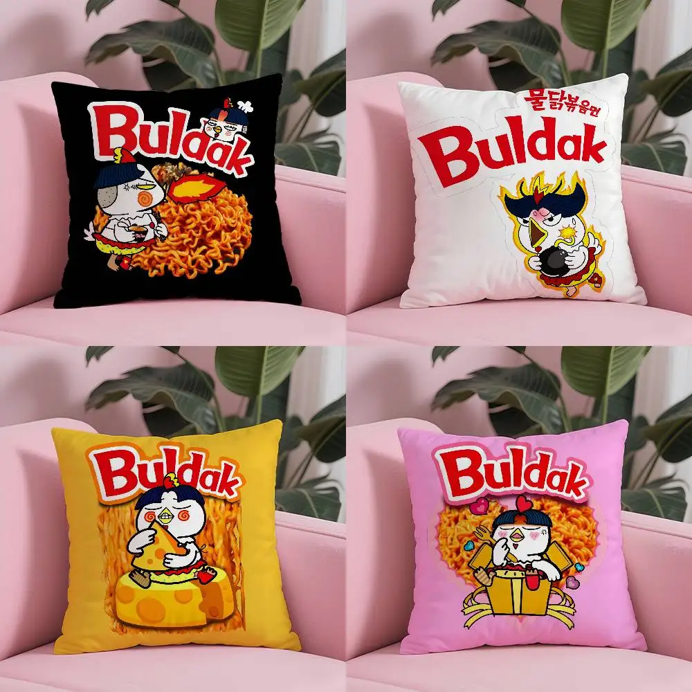 Funda de almohada K-Kwaii Anime B-Buldak R-RameSn, almohada segura con foto personalizada, cojín de forro polar cepillado antidecoloración, seguro para madres e bebés.