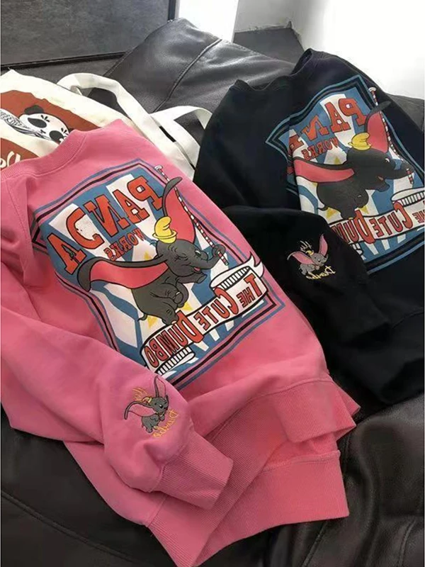 

Женский свитер больших размеров 300 Pou Fce на подкладке, свободный утягивающий свитшот на осень-зиму, новый Sle Small Flng Elephant C...