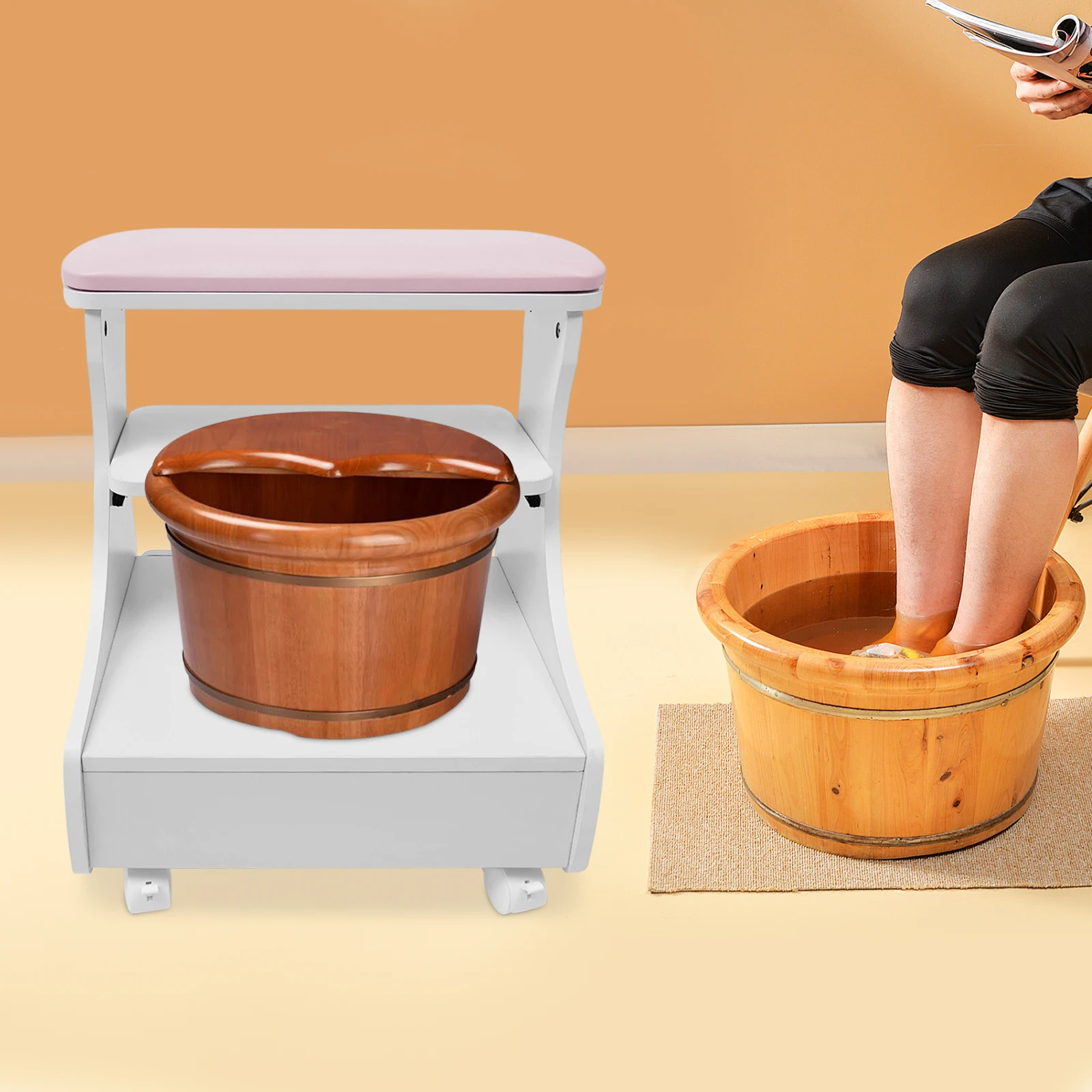 

Foot Rest Pedicure Manicure Funiture, 44.09 Lbs Large Capacity with 4 Universal Wheels for Beauty Salons, Medical Clinics