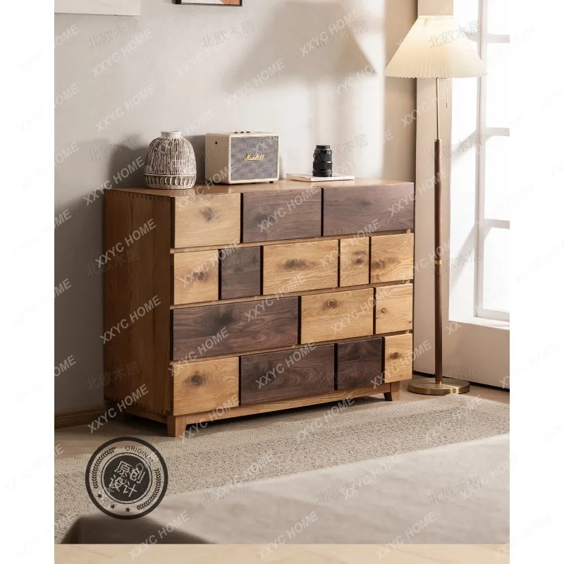 

SS, black walnut contrasting color, Japanese-style storage, side cabinet, bedroom storage drawer, enter the door and porch