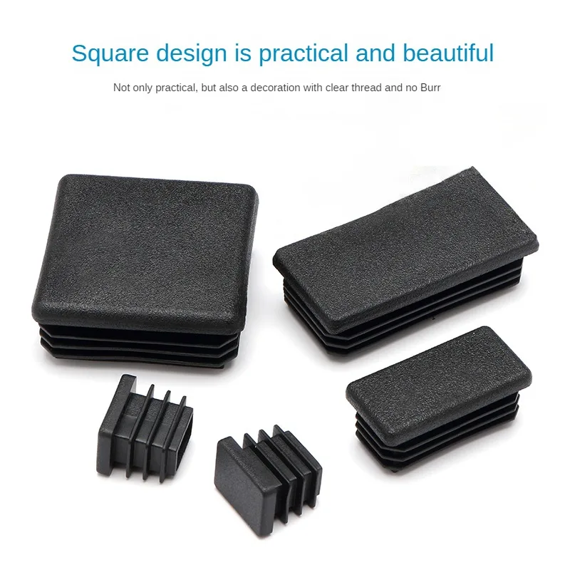 Black Square Oblong Plastic Pipe Plug Stopple Dust Plug Protective Cover Non-slip Mat Head End Cap Door Mat 16x16mm~80x40mm