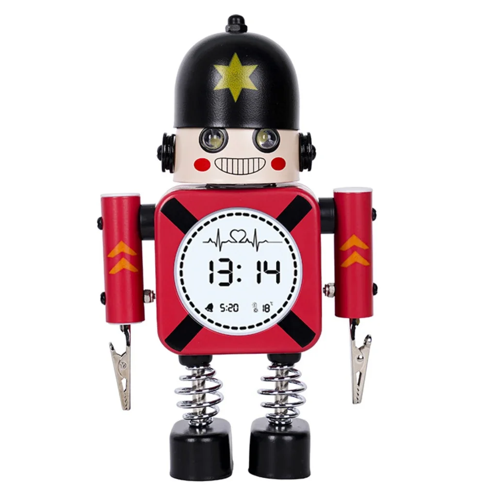 LED electronic robot alarm clock, student and child creative intelligent silent soldier digital alarm clock table