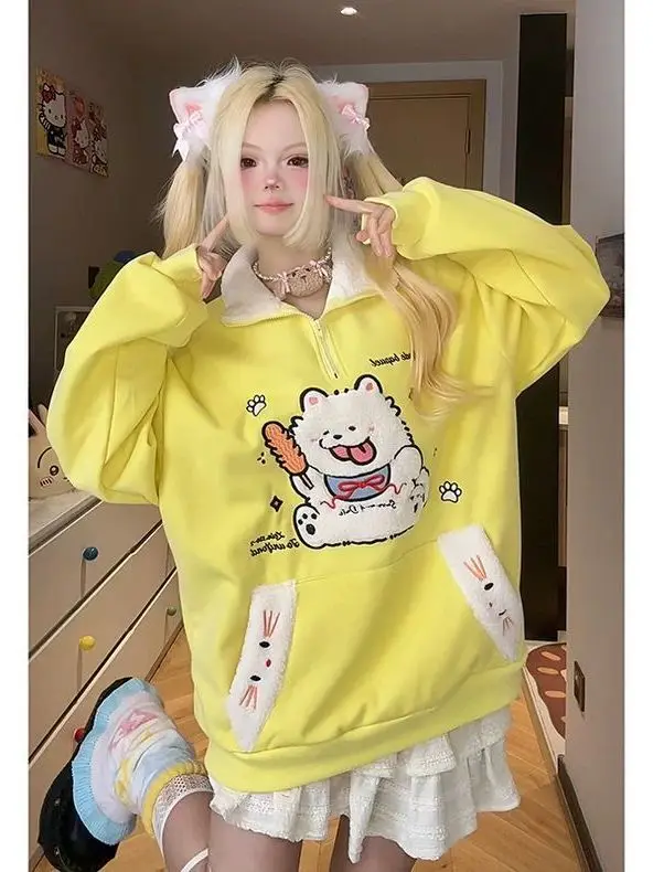 

Женская толстовка больших размеров свободного кроя, удобная повседневная кофта с цветными блоками, воротником-стойкой, длинными рукавами и А-образным силуэтом