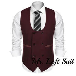 Men's Suit Vest Slim Fit Double Breasted Dress Vest Casual Business Formal Waistcoat