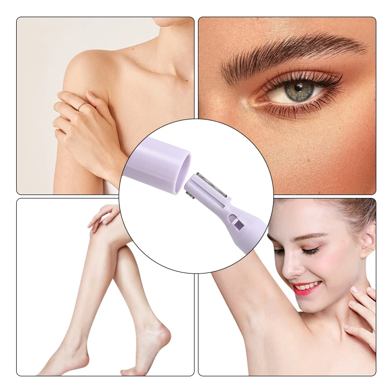 เครื่องเล็มขนคิ้วไฟฟ้า 1 ชิ้น เครื่องกำจัดขนบนใบหน้า ขนาดเล็ก พกพาสะดวก สำหรับผู้หญิง เครื่องโกนขนตามร่างกาย คอ ริมฝีปาก แขน และขา ใบมีดโกนกำจัดขน
