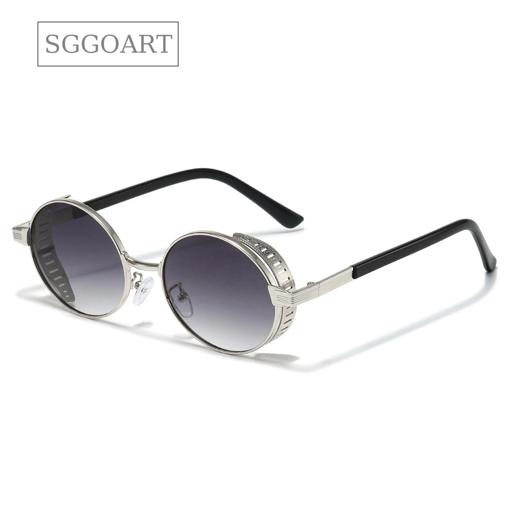Vintage Retro Steampunk Round Gold Plated Sunglasses Metal Circle Frame Driving Cycling Goggles UV400 Trendy Travel Eyewear