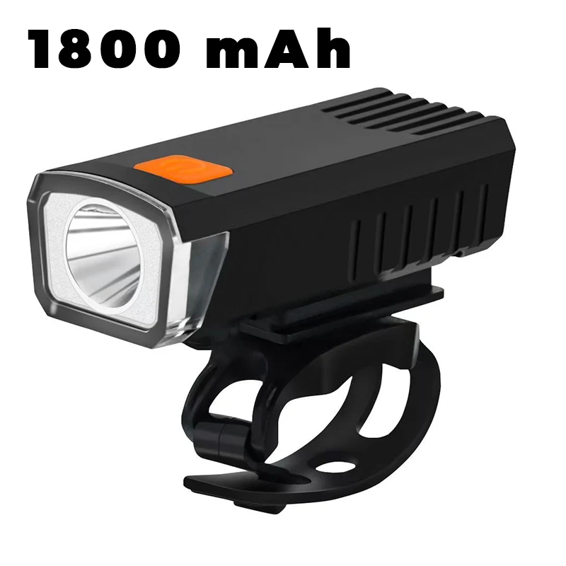Luz led para bicicleta, 1800 mah, lâmpada frontal, recarga usb, mtb, à prova d'água, lanterna de aviso noturno, acessórios para bicicleta