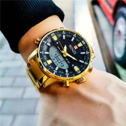 Chronograph 50M Waterproof Casual Fashion Men Sports Wrist Watch 2025 For Male Dual Display Clock Luxury Wristwatch Date Watch