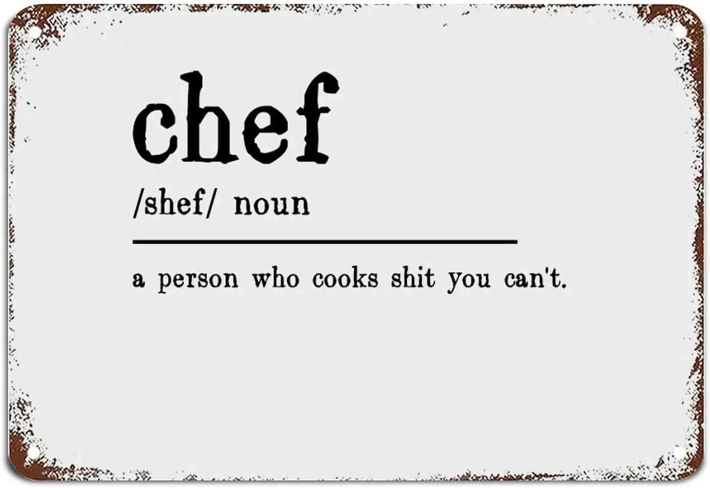 Chef Definition Typography Metal Sign Chef Definition Metal Tin Sign Wall Art Vintage Rustic Metal Wall Sign Wall Decor for Bedr