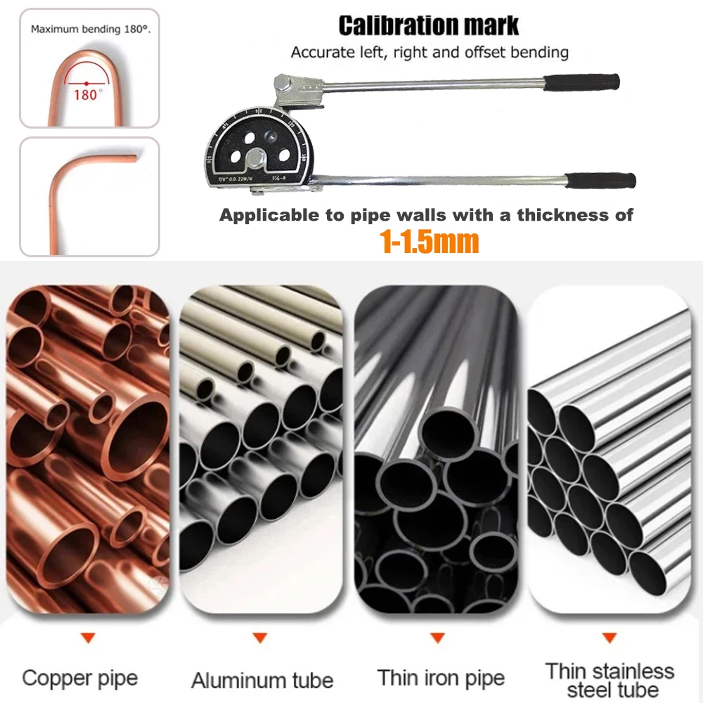 7/8''22mm Zoll/metrisches Universal-Außendurchmesser-Schlauch, manuelle Biegemaschine für Kupferrohr/Aluminiumrohr/dünnes Eisenrohr/dünnes Edelstahlrohr – Detail 2