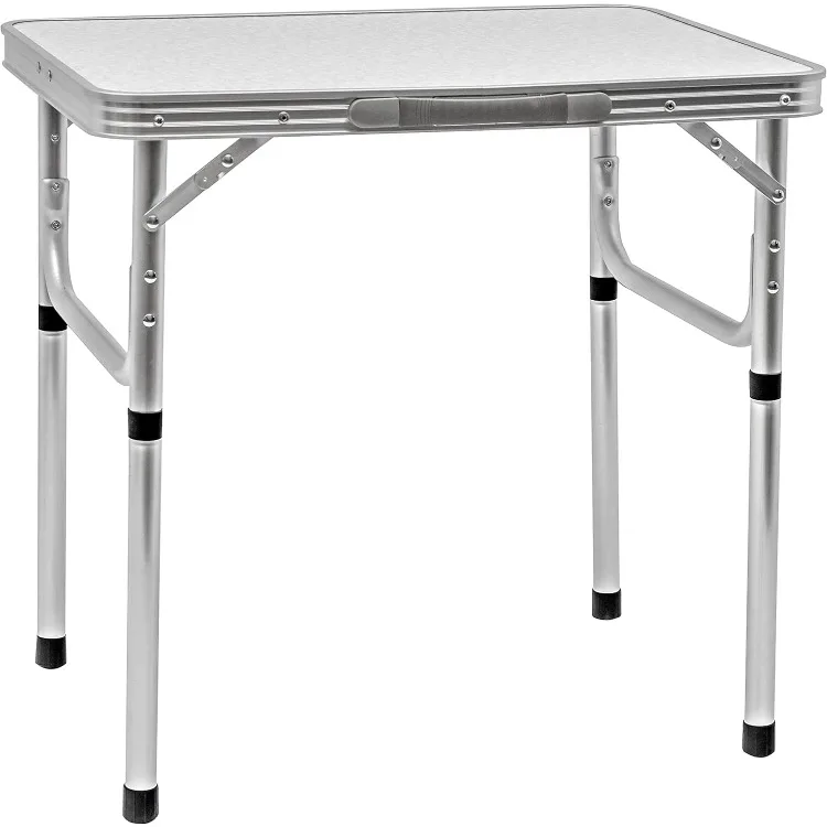 Mesa de Acampamento Portátil Dobrável com Alça, Branco, Alumínio, por Trademark Innovations