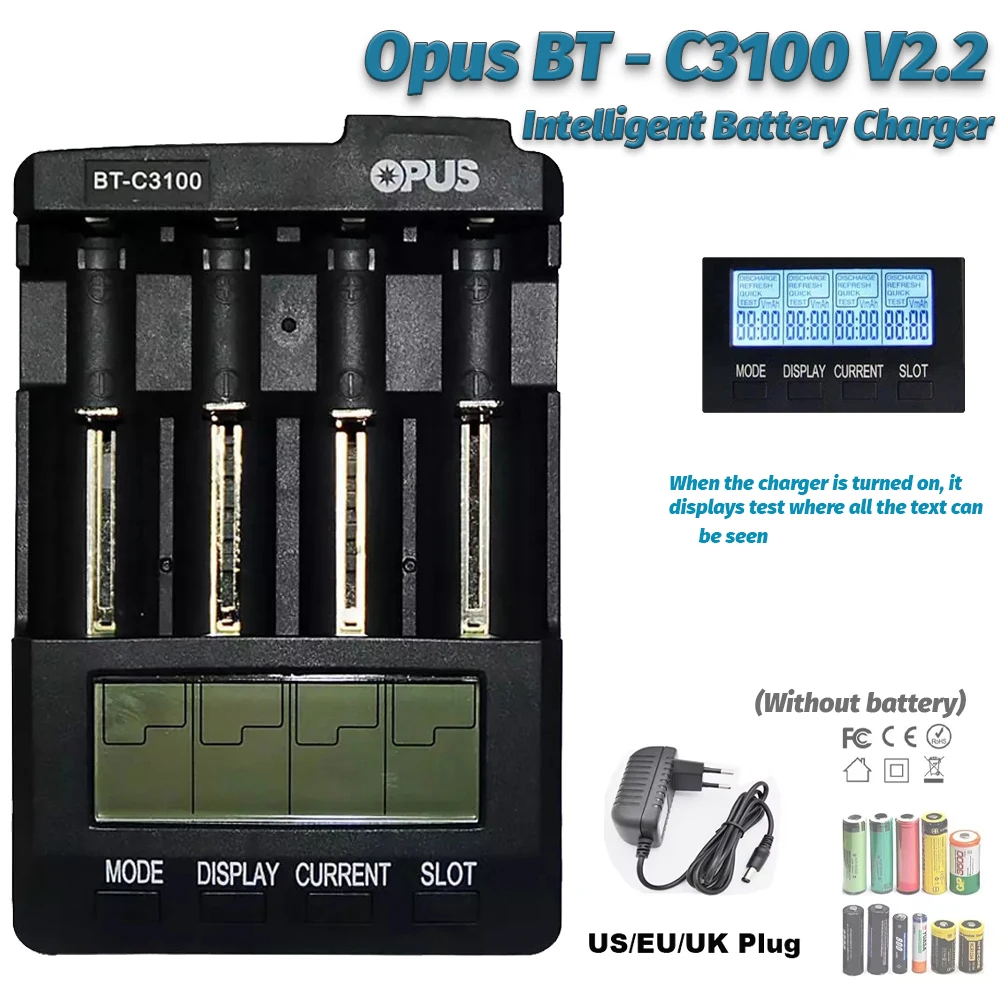 

Smart Battery Charger Accessories & Parts New OPUS BT-C3100 V2.2 Universal Four Slots LCD Screen Replenisher Smart Rechargeable