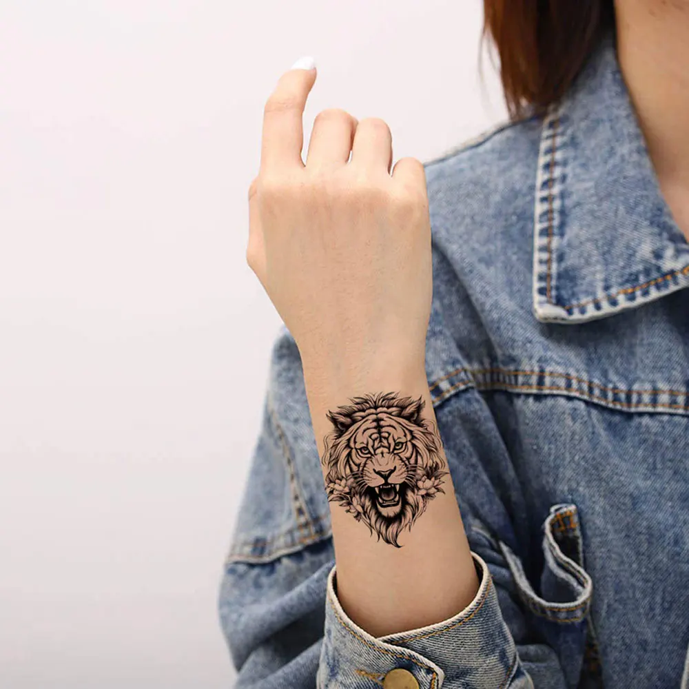 30pcs Small Size Animal Tattoo Stickers for Men Women Wolf Tiger Eagle Dragon Skeleton Snake Cat Fake Tattoos For Hand Arm Body