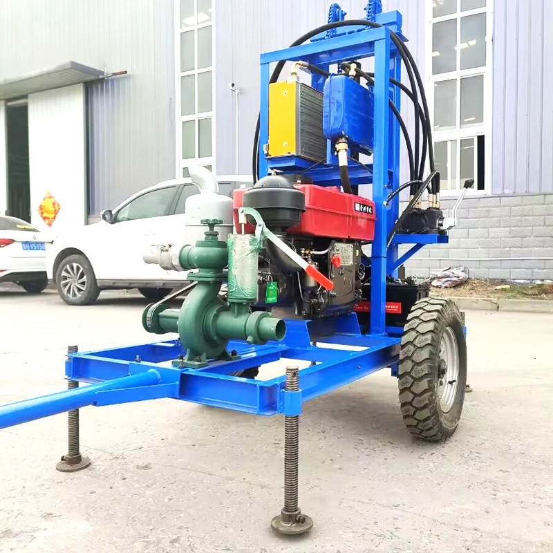 Wheeled Diesel Water Well Drilling Rig Portable Borehole Drilling Machine for Rural Irrigation Project Supply