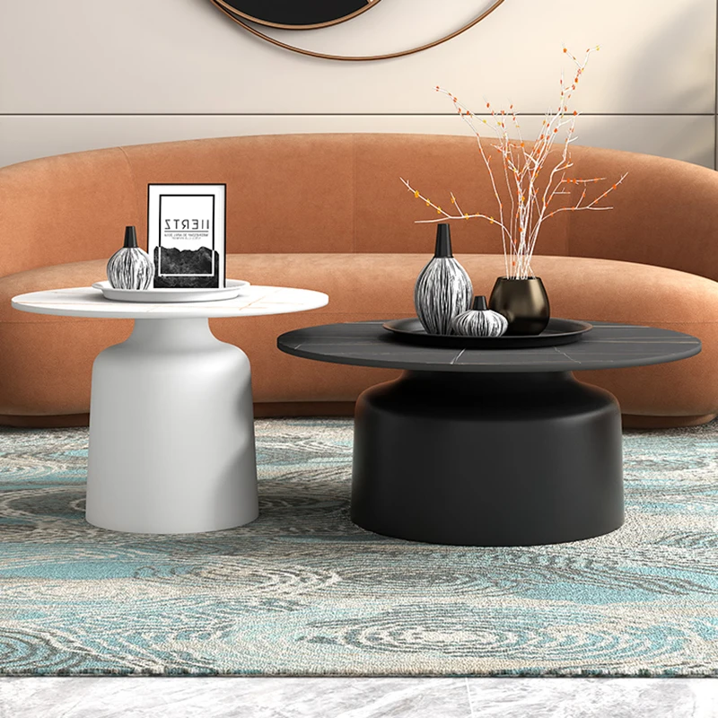 Japanese Designer Modern Coffee Table Marble Stone French Round Low Side Table Nordic Set Mueble Salon Living Room Decoration