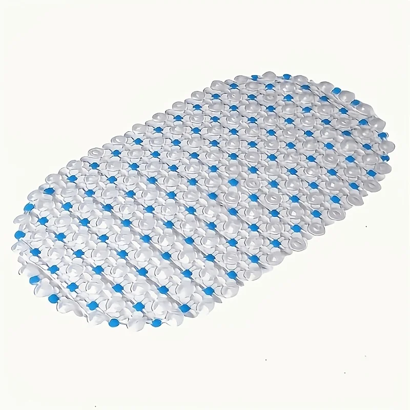 Oval PVC Non-Slip Bath Mat,with Suction Cups on Bottom,Firmly Sticks to Bathtub And Shower Floor,Suitable for Daily Shower Use