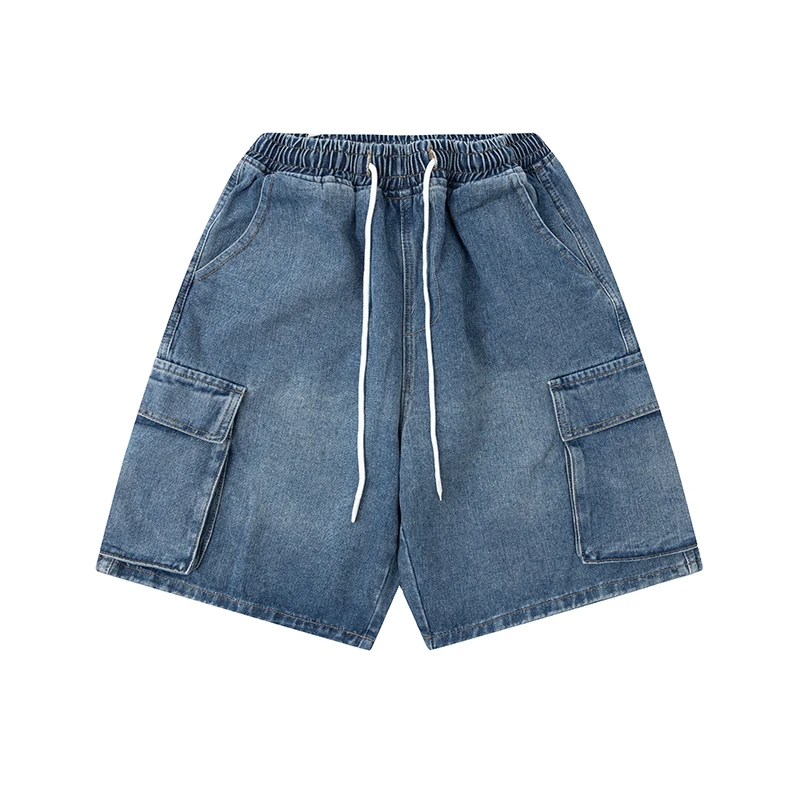 Youwenlu Men's Workwear Denim orts Summer Trend Loose Straight Leg Big ket Five-Point Casual Mid-Calf Pants