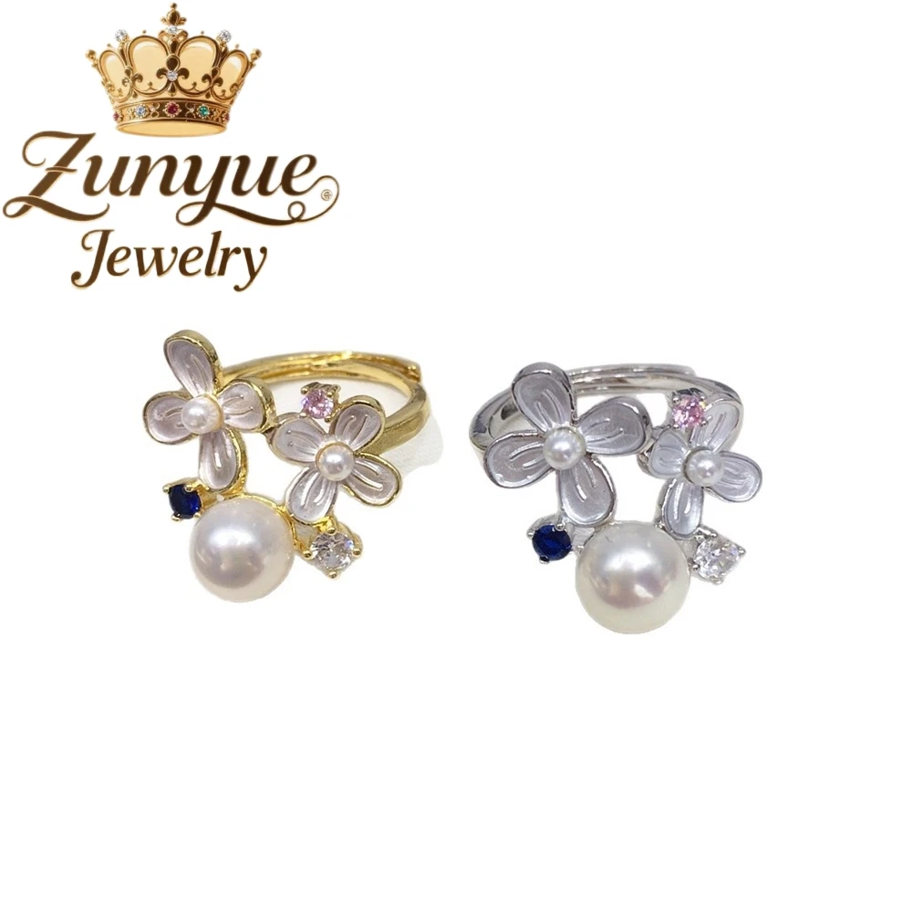 Natural Pearl Ring, Fresh And Delicate Flower Ring Luxury Quality Jewelry Fashion Jewelry Exquisite Charms Elegant Popular Gift