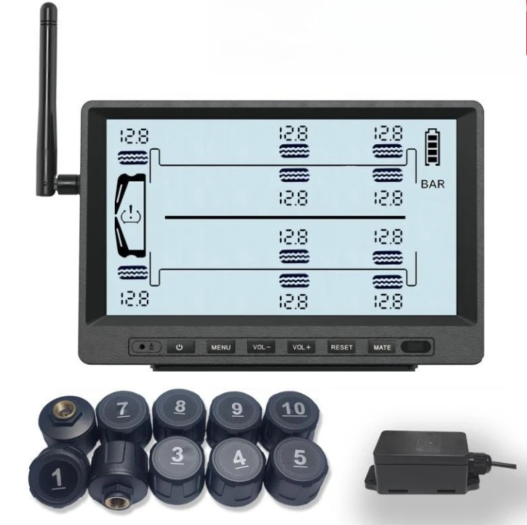 Solar External Large Truck Tire Pressure Monitoring, 10 Wheels 0-15bar External with Relay