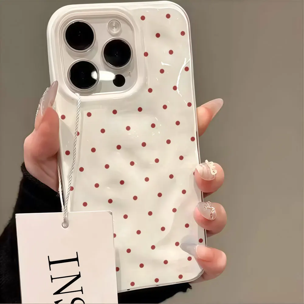 Koreanische Einfache Einfarbige Polka-Dot-Handyhülle für iPhone 17 Air 16 15 14 13 Plus 12 11 17 Pro Max Stoßfeste Schutzhülle – Detail 9