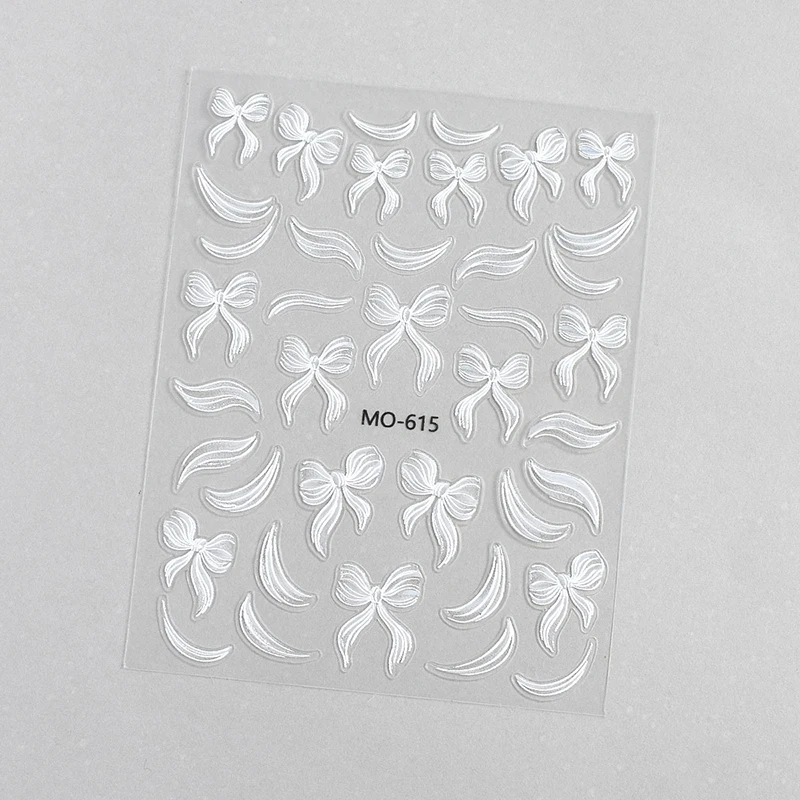 1 ورقة شريط أبيض القوس مسمار الفن ملصقات ذاتية اللصق إنهاء القوس الشريط مسمار الشارات DIY بها بنفسك مانيكير موضة ديكور