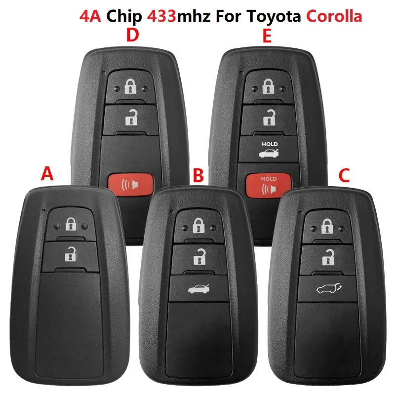 CN007269 For Toyota Corolla 2019+ Smart Key B2U2K2R 4A Chip HITAG AES NCF29A1M 2/3/4Buttons  433MHz PN 8990H-02050