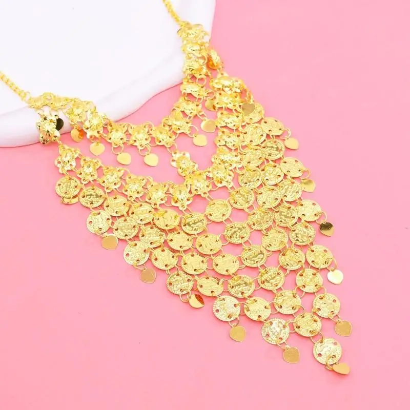 A52E Coin Trim Face Curtain Headwear for Dance Looks, Parties, and Photo