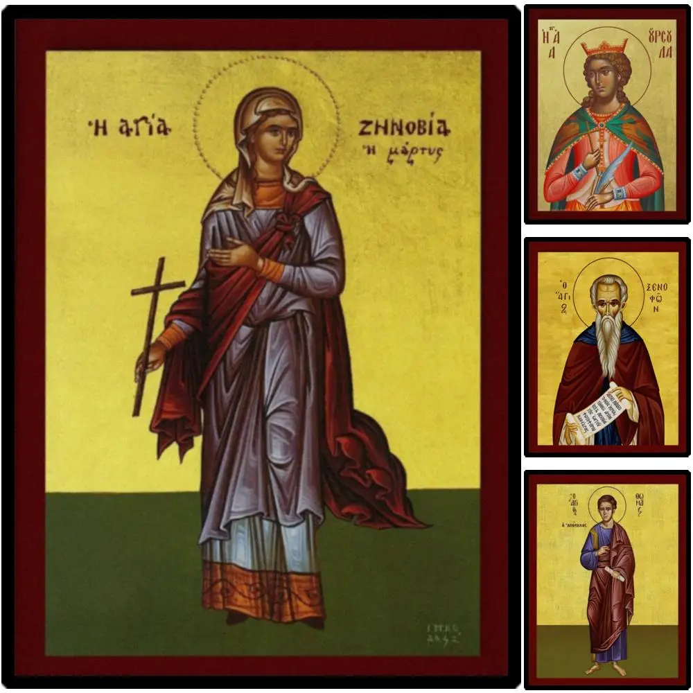 Greek Orthodox Icon Saint Virginia Canvas Print Byzantine Religious Art HD Large Wall Decor for Altar Prayer Room Christian Gift