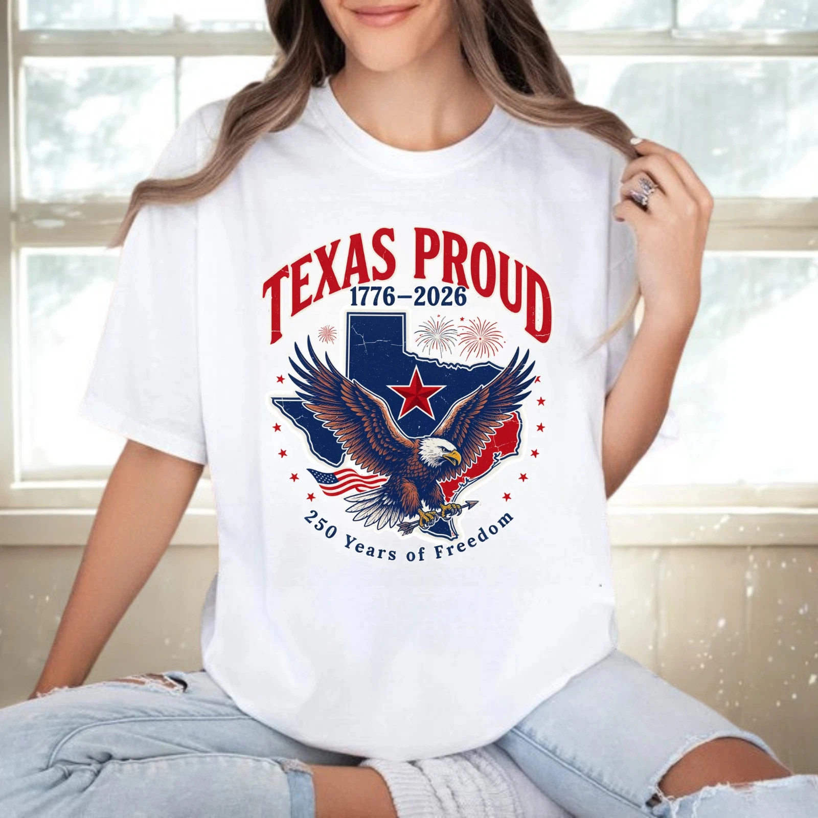 Texas America 250th T Shirt Texas Proud 1776-2026 Patriotic Lone Star Tee Graphic Short Sleeve T-shirts for Unisex All-Season