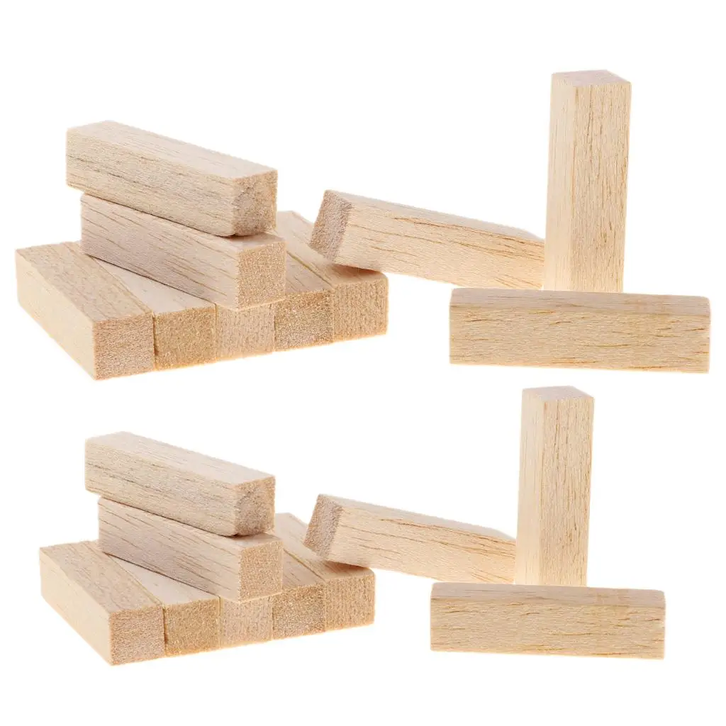 20 Stück quadratischer Balsa-Block, unlackiert, für Holzhandwerk, Dübelstange, 5/8 cm
