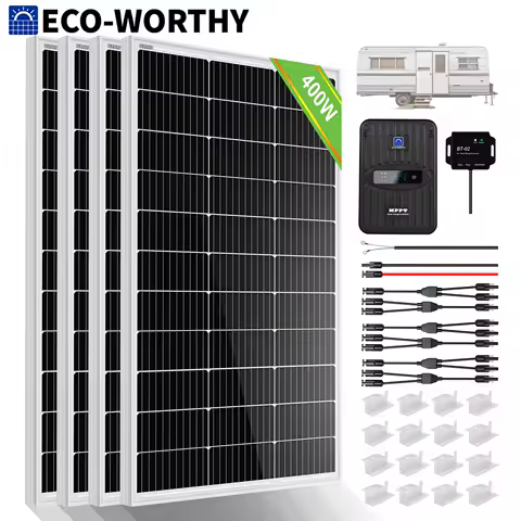 ECO-WORTHY 400 Watt 12 Volt Premium Solar Panel Kit 400W 12V Solar Power Off Grid System for Home, RV, Boat