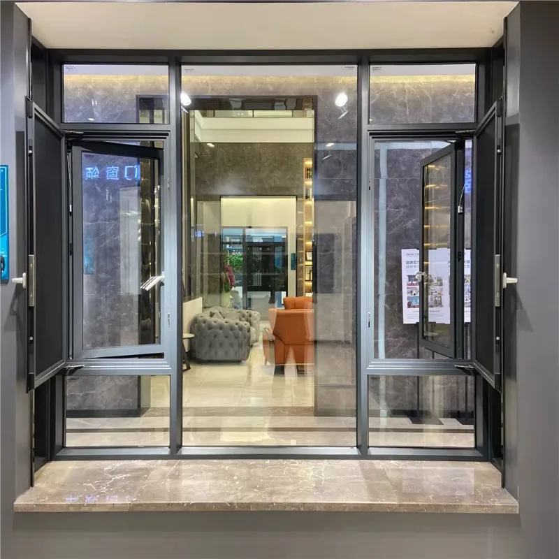ZEKIN Aluminum Windows Custom Double Tempered Insulating Glass Soundproof Hurricane-impact Proof With Mesh Casement Window