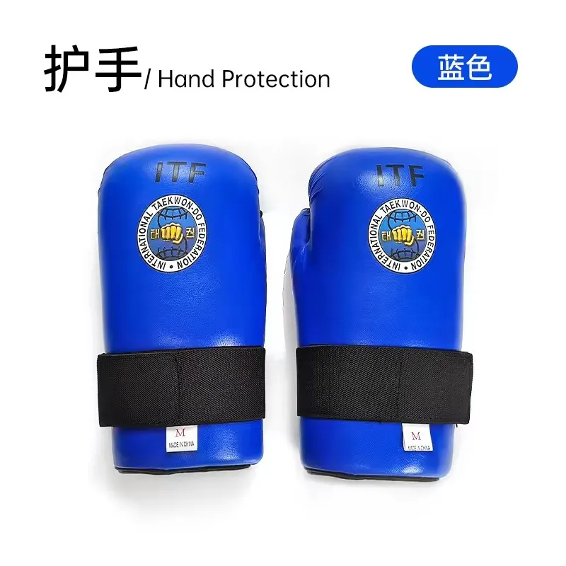 Taekwondo ITF Gloves PU Leather Karate Training Foot and Leg Protective Covers Ankle Pads Protective Equipment Logo Print image 3