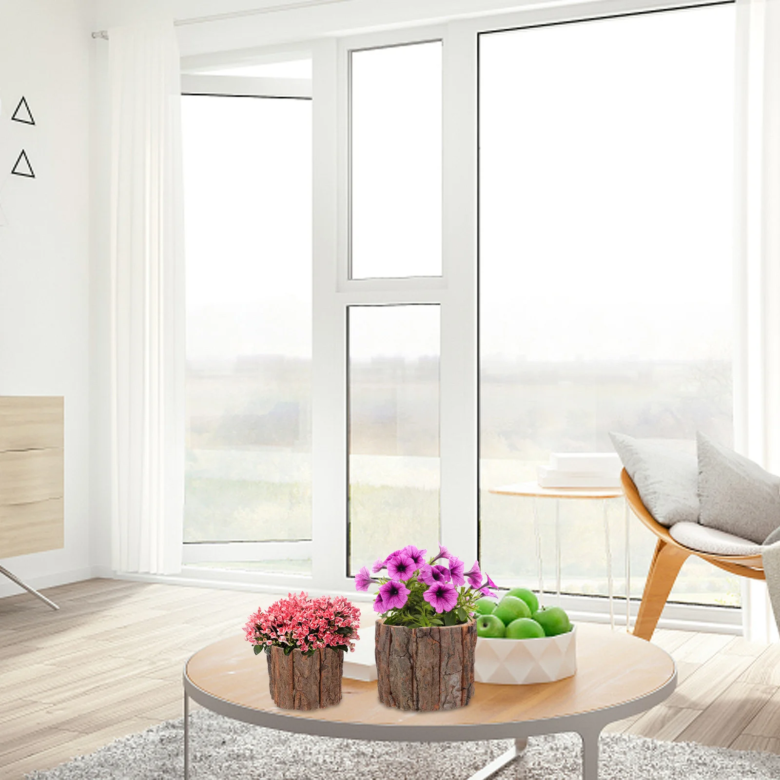 

2pcs Waterproof Flower Bucket Wooden Flower Pot Rustic Natural Design For Home Garden Decor Tree Stump Planter Wood Log